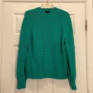 J. Crew Teal Open-Knit Crewneck Sweater